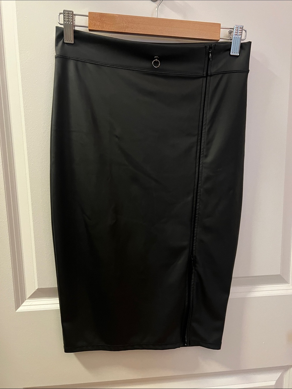 Maison Close Black Faux Leather Pencil Skirt
